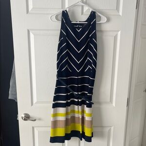 Navy and Yellow Striped Dress